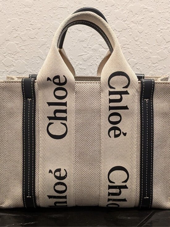 Chloe Handbags - Woody Medium Trim Cotton Carrier